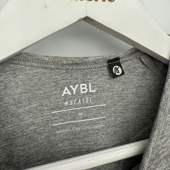 AYBL Gray Ombre Long Sleeve Workout Fitted Top Size Medium Cropped - Picture 4 of 7